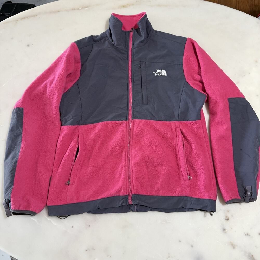 The North Face Women’s L Denali Fleece Jacket Dark Pink Grey Outdoor Hiking